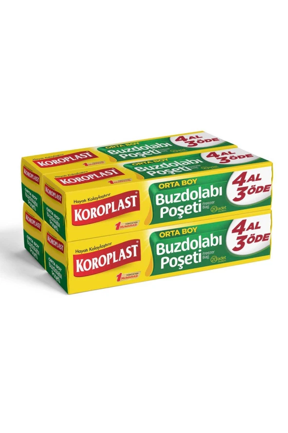 KOROPLAST Buzdolabı Poşeti 4 Al 3 Öde Orta Boy