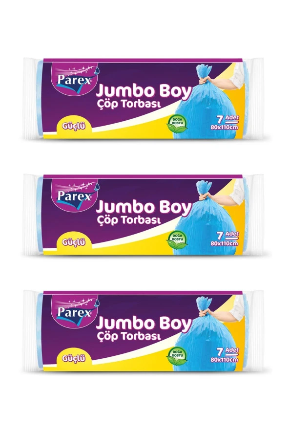 PAREX Güçlü Çöp Torbası Jumbo Boy 3' Lü Paket