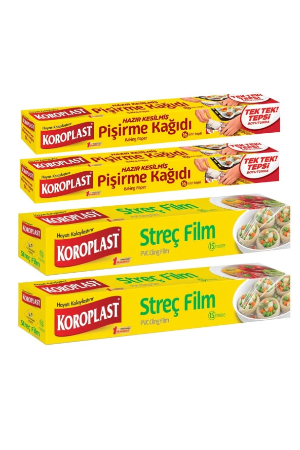 KOROPLAST Fırsat Paketi Pişirme Kağıdı, Streç Film 2Li Paketler