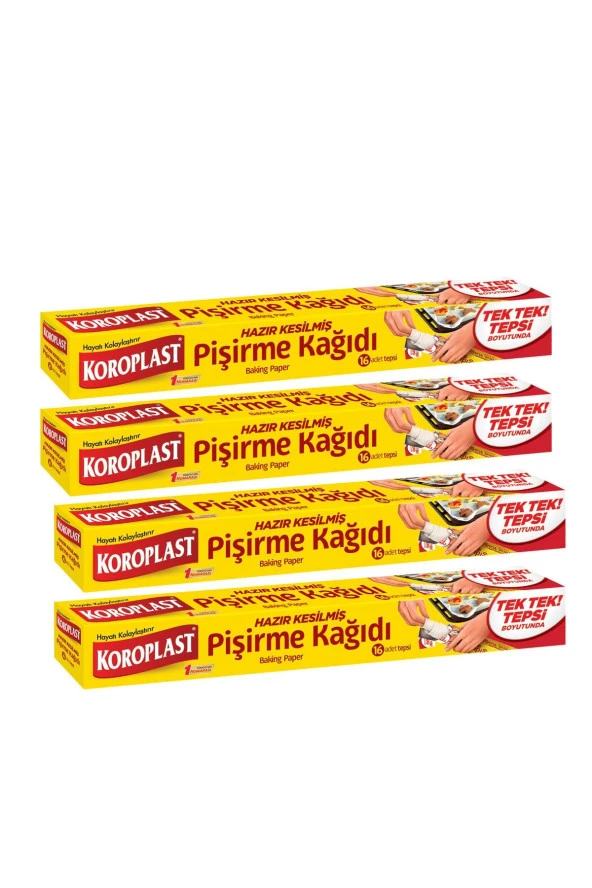 KOROPLAST Pişirme Kağıdı Hazır Kesilmiş 16 Adet 4Lü Paket