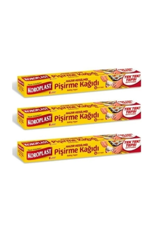 KOROPLAST 16 Yaprak Hazır Kesilmiş Pişirme Kağıdı 3'Lü Set