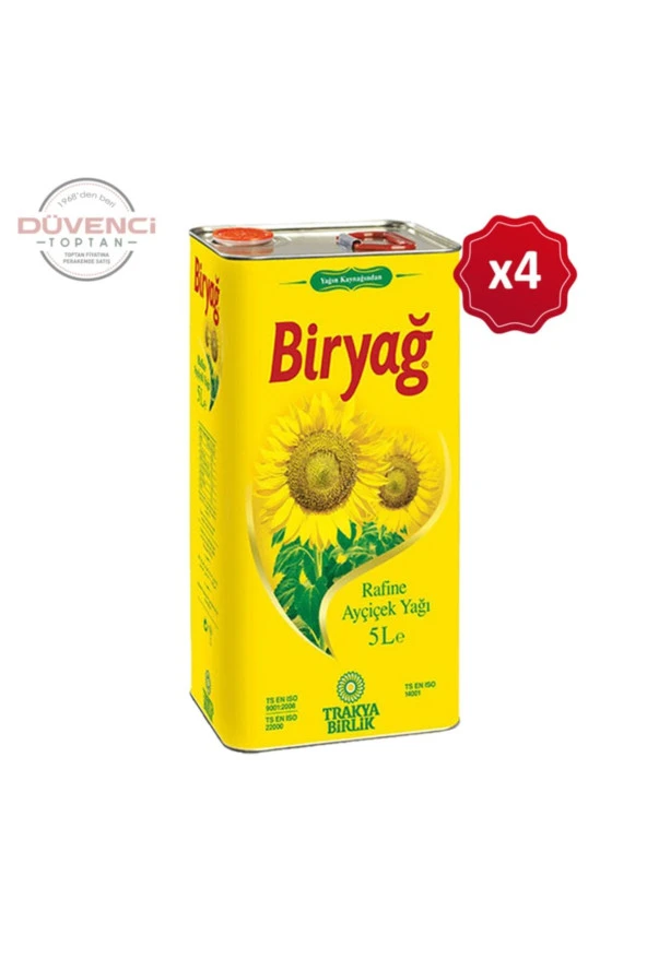 BİRYAĞ Trakyabirlik Ayçiçek Yağı 5 Lt X 4 Adet - 2
