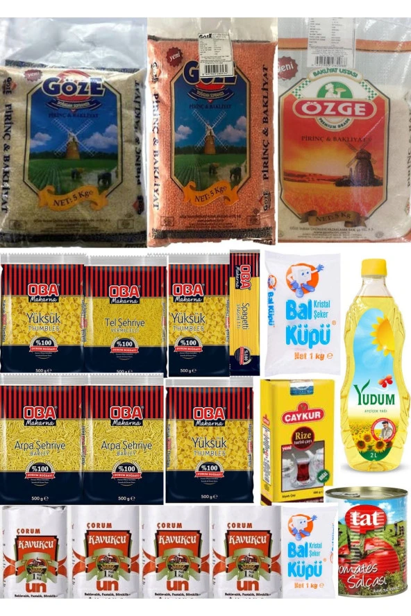 YUDUM Temel Gıda Kolisi 19 Ürün 28 Kg Ramazan Paketi Kumanya Yardım Erzak Gıda Kolisi Mega Koli 28 Kg