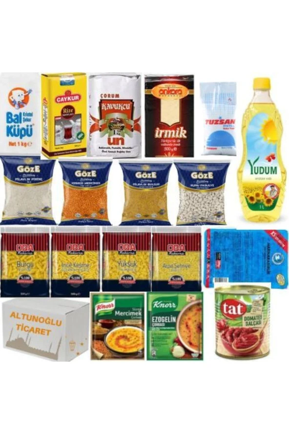 YUDUM Ramazan Paketi Kumanya Yardım Erzak Gıda Kolisi 18 Parça Ürün