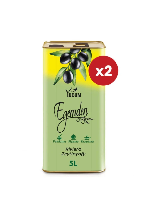 YUDUM Egemden Yumuşak 5 Lt Teneke Riviera Zeytinyağı (5Lt*2)