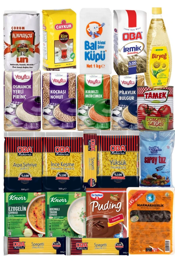 YAYLA Ramazan Paketi Kumanya Yardım Gıda Erzak Kolisi Lüks Paket 21 Parça Ürün