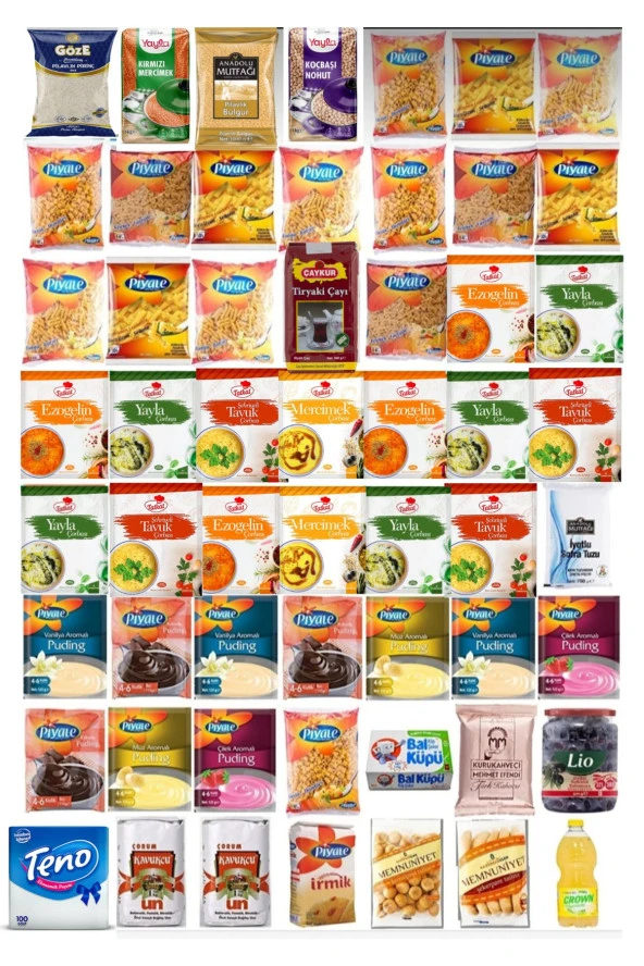 PİYALE Ramazan Paketi Kumanya Yardım Gıda Erzak Kolisi Mega Paket 56 Parça Ürün