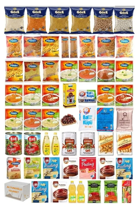 ÇAYKUR Ramazan Paketi Kumanya Yardım Gıda Erzak Kolisi Mega Paket 57 Parça Ürün