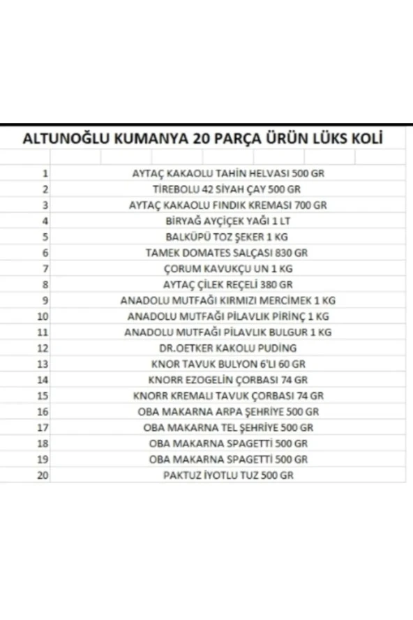 AYTAÇ Ramazan Paketi Kumanya Yardım Gıda Erzak Kolisi Lüks Paket 20 Parça Ürün - 2
