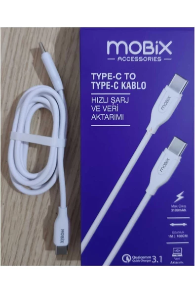 MOBİX Mobix 3.1A Qualcomm Type-C to Type-C Hızlı Şarj Ve Data Kablosu 1M (Mobix Türkiye Garantili) - 3