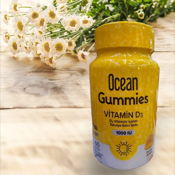 Ocean Gummies Vitamin D3 1000IU 60 Çiğnenebilir Portakallı Jel Form