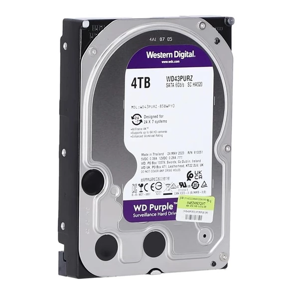 WD Purple 4TB 5400Rpm 256MB -WD43PURZ - 5