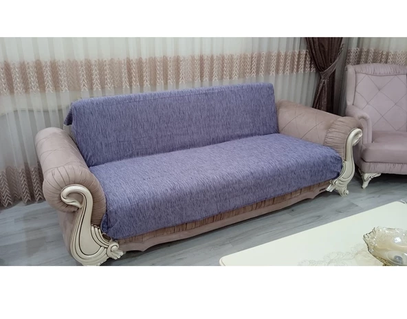 Şönil El Dokuma Kolsuz Koltuk Örtüsü (3+3)-Lila - 2