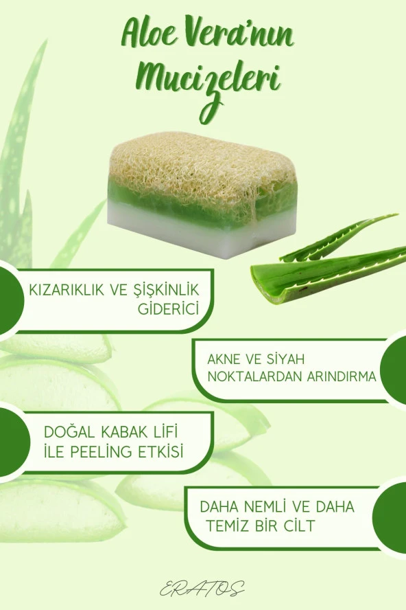 %100 Doğal Aloe Vera Kabak Lifi Sabunu- Peeling Etkili Sabun