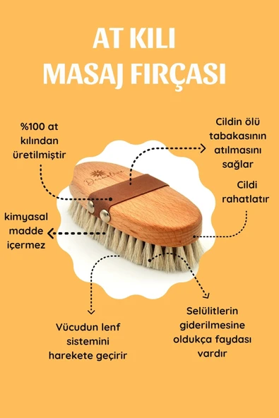 At Kılı Selülit Masaj Fırçası Peeling Fırça %100 Doğal Gerçek At Kılı - Resim 5