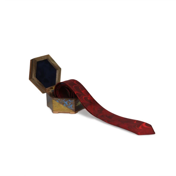 e38 ERKEK RENKLİ EBRU KRAVAT - K0124 - 2