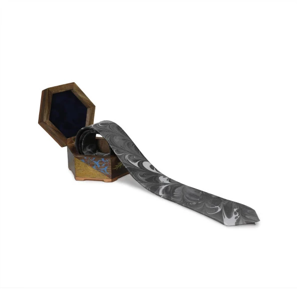 e38 ERKEK RENKLİ EBRU KRAVAT - K0126 - 2