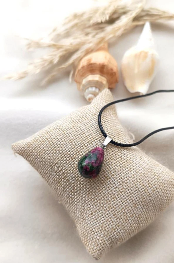 Kolye Gerdanlık Yoga Reiki Doğal Zoizit Taşı Kadın Takı Hediye - Resim 2