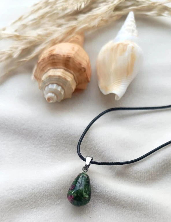 Kolye Gerdanlık Yoga Reiki Doğal Zoizit Taşı Kadın Takı Hediye - Resim 4