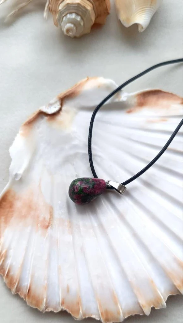 Kolye Gerdanlık Yoga Reiki Doğal Zoizit Taşı Kadın Takı Hediye - Resim 5