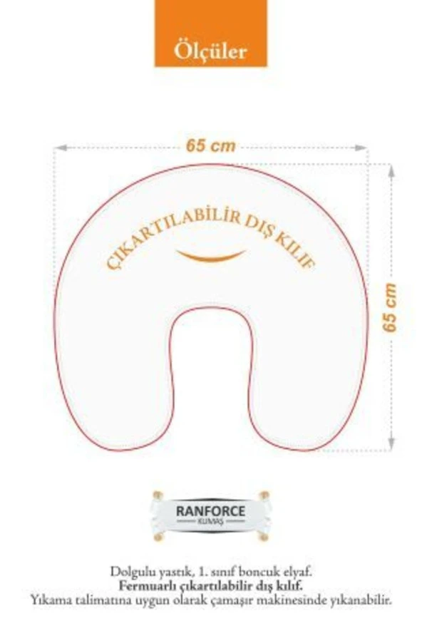 Umaybebek Emzirme Yastığı, Emzirme Önlüğü Set - %100 Pamuk - Pudra Yıldız- - 4