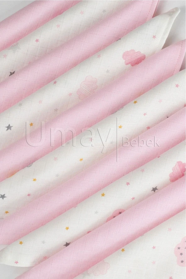 Umaybebek 10'lu Müslin Ağız Bezi Mendili 25x25cm-Pembe Bulut - 2
