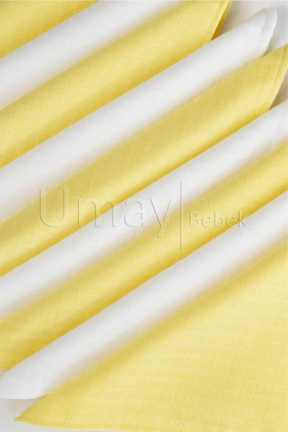 Umaybebek 10'lu Müslin Ağız Bezi Mendili 25x25cm-Sarı Beyaz - 2