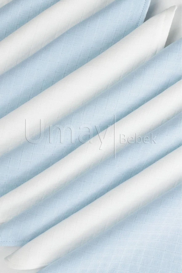 Umaybebek 10 Parça Organik Müslin Ağız Bezi, Salya Bezi, Ter Bezi, Önlük-Mavi Beyaz - 2
