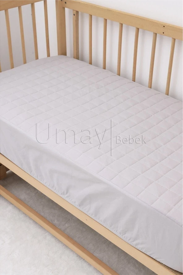 Umaybebek Kapitoneli, Lastikli, Yatak Koruyucu Lastikli Çarşaf - %100 Pamuk - Gri-GRİ - 2
