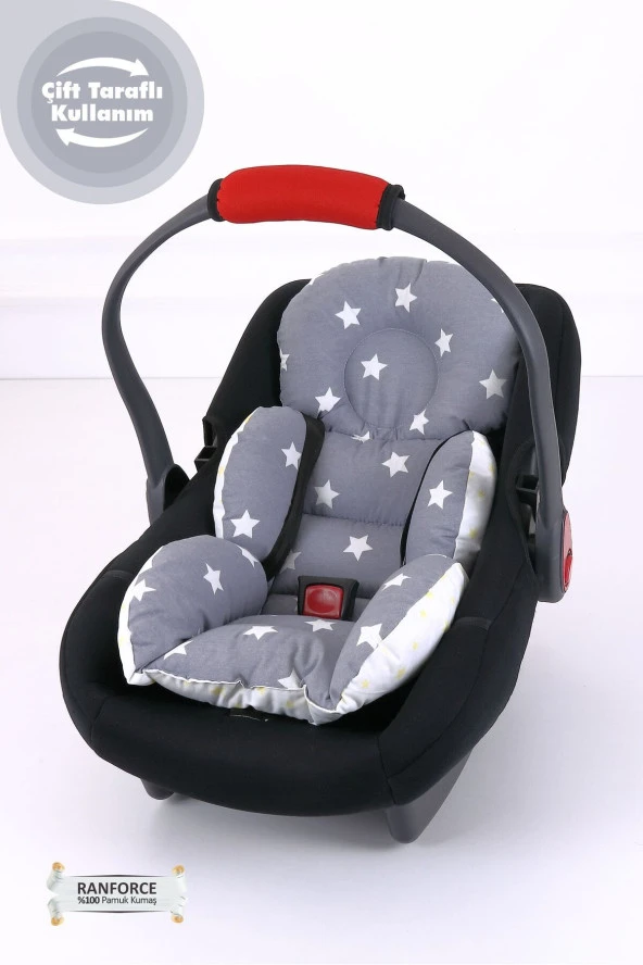 Umaybebek 2 PARÇA / Bel Destekli - Puset Minderi, Örtüsü Takımı - Koyu Gri Sarı-Koyu Gri Sarı - 3