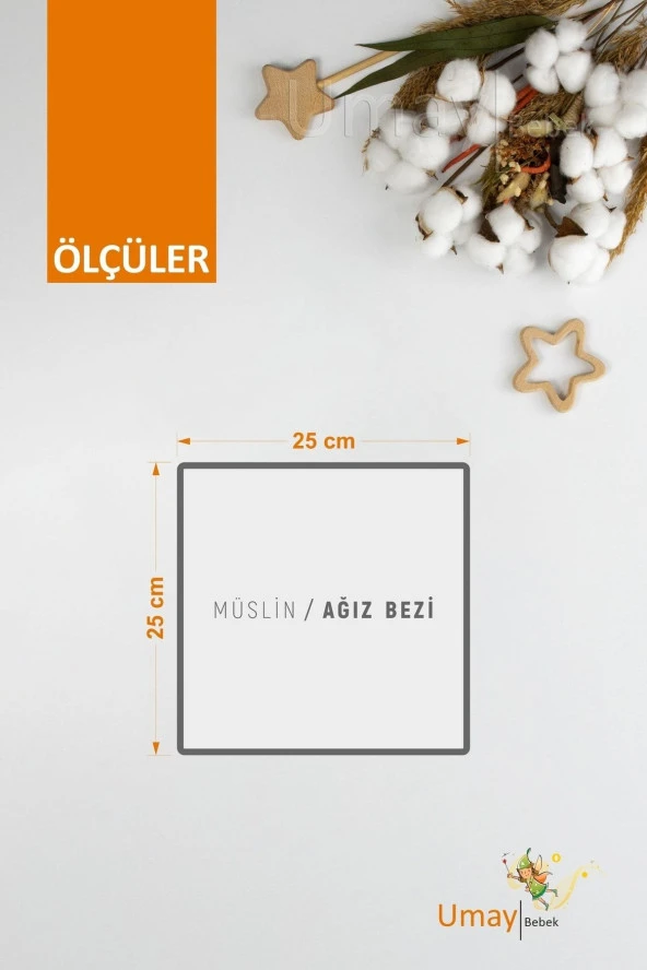 Umaybebek 10'lu Müslin Ağız Bezi Mendili 25x25cm-Mavi Bulut - 3