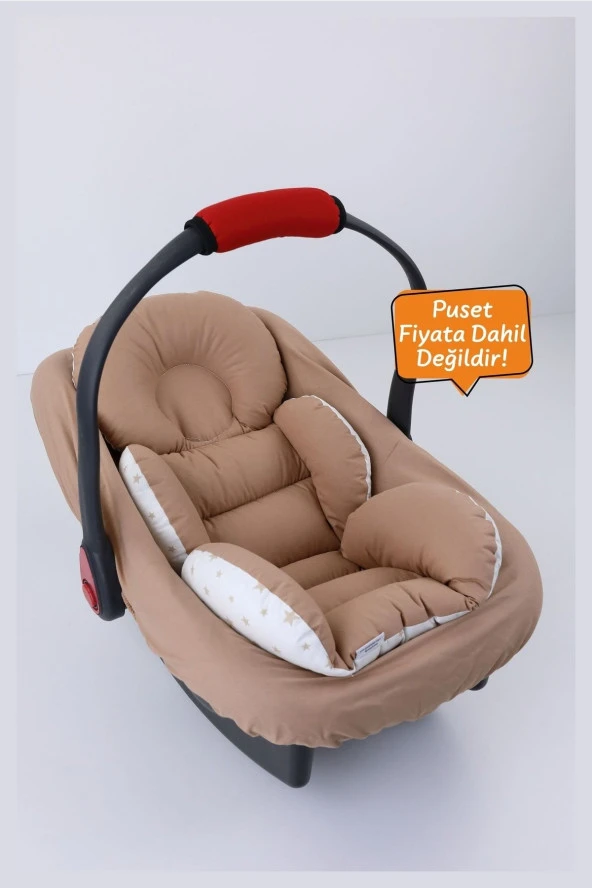 Umaybebek 2 Parça - Bel Destekli Puset Minderi, Puset Çarşafı, Pamuk Kumaş - Orijinal Ürün-Kahve ürün görseli 1