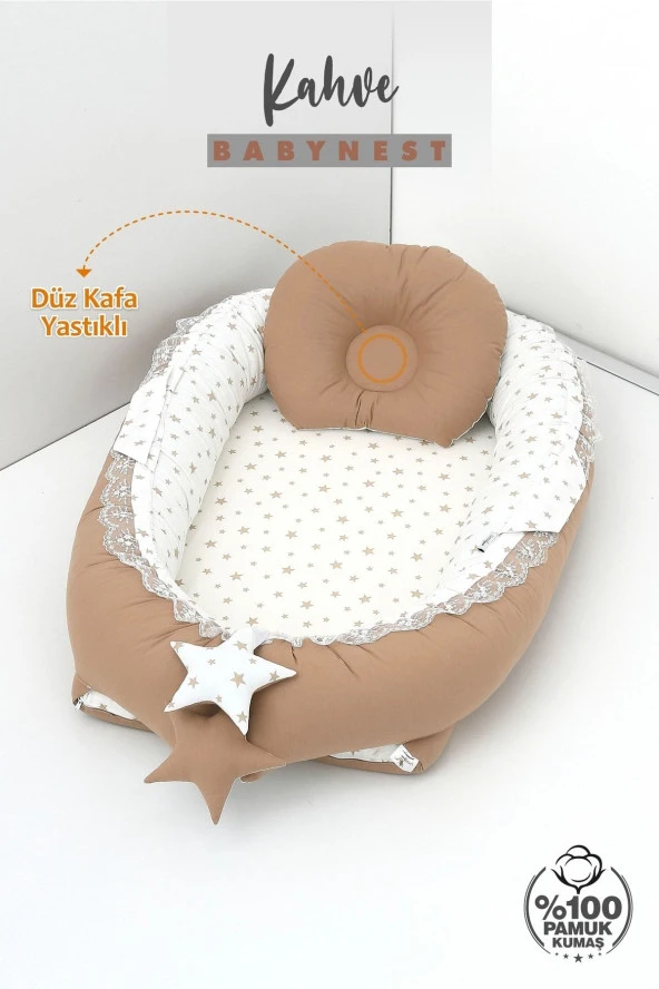 Umaybebek Babynest, Bebek Uyku Yatağı 0-2 Yaş - %100 Pamuk-Kahve - 2