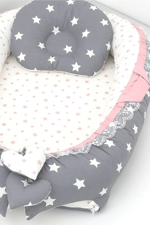 Umaybebek Babynest, Bebek Uyku Yatağı 0-2 Yaş - %100 Pamuk-Koyu Gri Pudra - 3