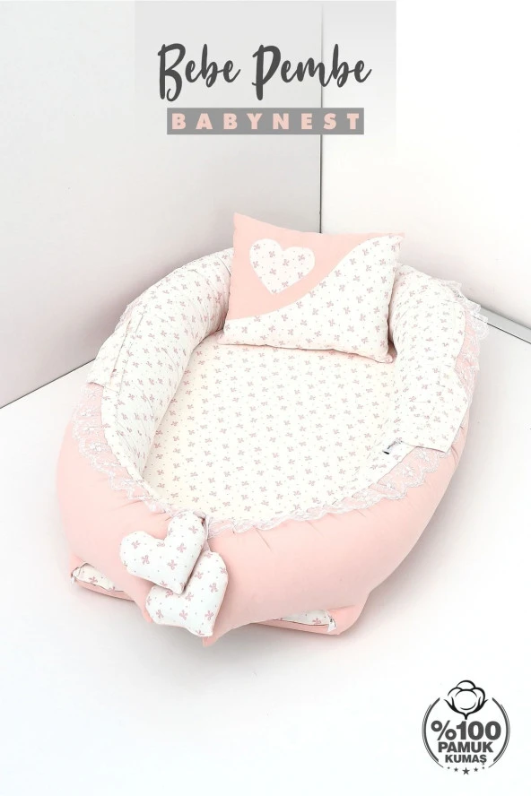 Umaybebek Babynest, Bebek Uyku Yatağı 0-2 Yaş - %100 Pamuk-Bebepembe - 2
