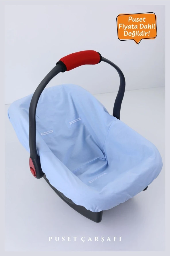 Umaybebek 2 Parça - Bel Destekli Puset Minderi, Puset Çarşafı, Pamuk Kumaş - Orijinal Ürün-Mavi Beyaz Yıldız - Resim 4