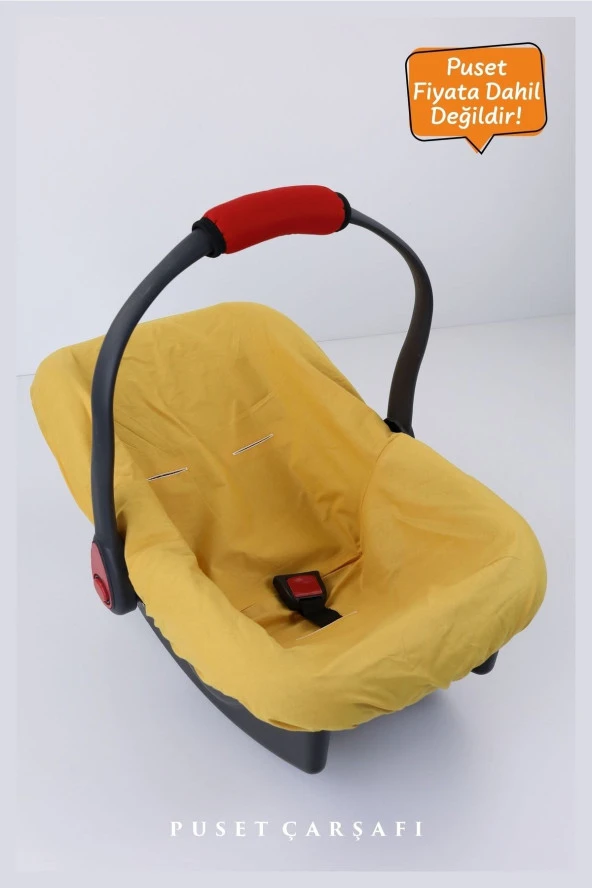 Umaybebek 2 Parça - Bel Destekli Puset Minderi, Puset Çarşafı, Pamuk Kumaş - Orijinal Ürün-Hardal Kelebek - Resim 4