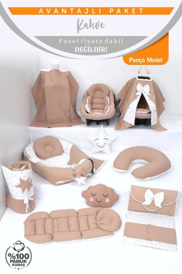 Umaybebek Babynest Puset Örtüsü Alt Açma Emzirme Yastığı Bel Destekli Ana Kucağı Bebek Arabası Minderi-panço-Kahve P - Resim 2