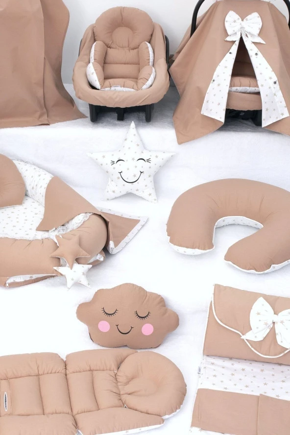 Umaybebek Babynest Puset Örtüsü Alt Açma Emzirme Yastığı Bel Destekli Ana Kucağı Bebek Arabası Minderi-panço-Kahve P - Resim 3