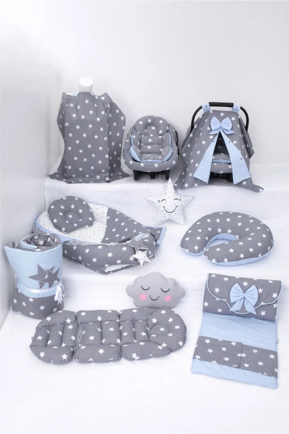 Umaybebek Babynest Puset Örtüsü Alt Açma Emzirme Yastığı Bel Destekli Ana Kucağı Bebek Arabası Minderi-tutmalı-Koyu Gri Mavi T ürün görseli 1