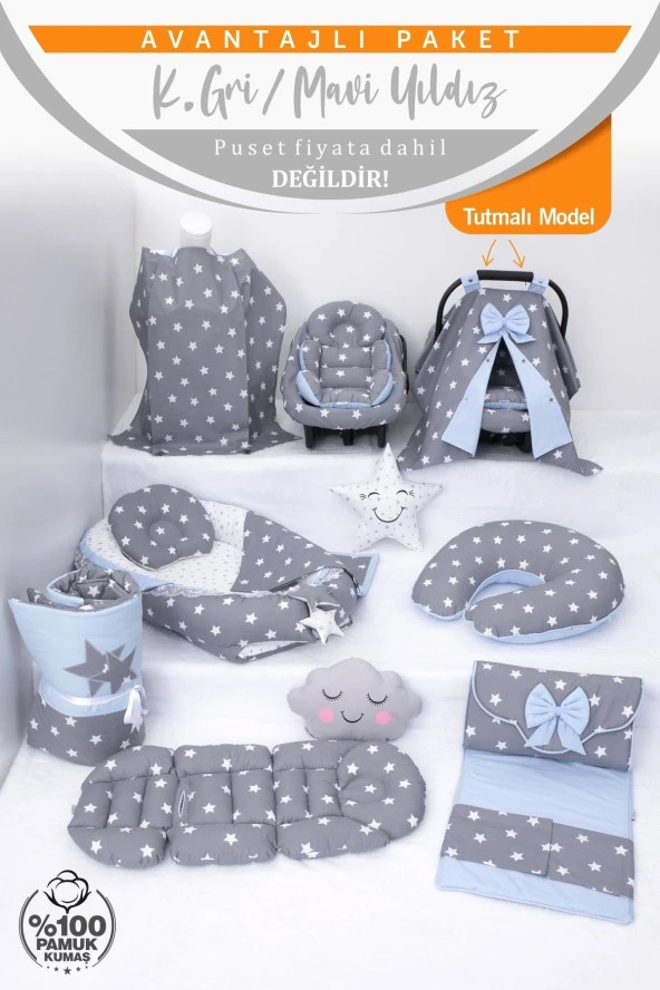 Umaybebek Babynest Puset Örtüsü Alt Açma Emzirme Yastığı Bel Destekli Ana Kucağı Bebek Arabası Minderi-tutmalı-Koyu Gri Mavi T - Resim 2