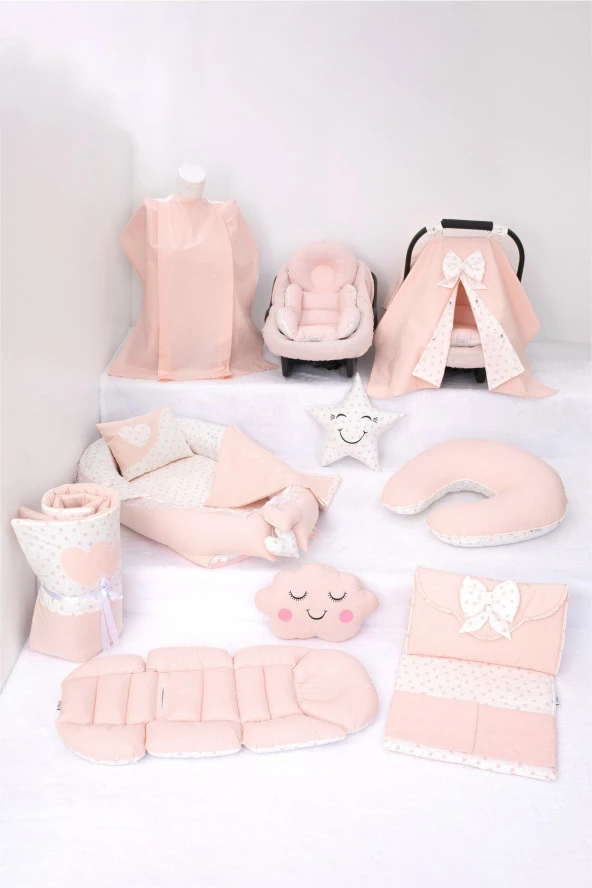 Umaybebek Babynest Puset Örtüsü Alt Açma Emzirme Yastığı Bel Destekli Ana Kucağı Bebek Arabası Minderi-tutmalı-Bebepembe T - 1