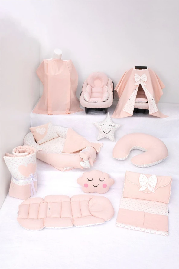 Umaybebek Babynest Puset Örtüsü Alt Açma Emzirme Yastığı Bel Destekli Ana Kucağı Bebek Arabası Minderi-panço-Bebepembe P ürün görseli 1