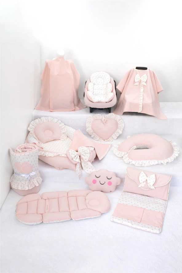 Umaybebek Babynest Puset Örtüsü Alt Açma Emzirme Yastığı Bel Destekli Ana Kucağı Bebek Arabası Minderi-panço-Prenses Fırfırlı P ürün görseli 1