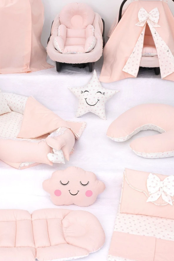 Umaybebek Babynest Puset Örtüsü Alt Açma Emzirme Yastığı Bel Destekli Ana Kucağı Bebek Arabası Minderi-tutmalı-Bebepembe T - 3
