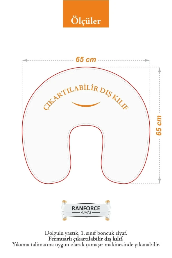Umaybebek Emzirme Yastığı, Emzirme Önlüğü Set - Pamuklu Kumaş - Mavi Beyaz Yıldız- - Resim 4