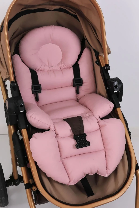 Umaybebek Ortopedik Bel Destekli Bebek Arabası Minderi, Pamuk Kumaş - Orijinal Ürün-Pudra