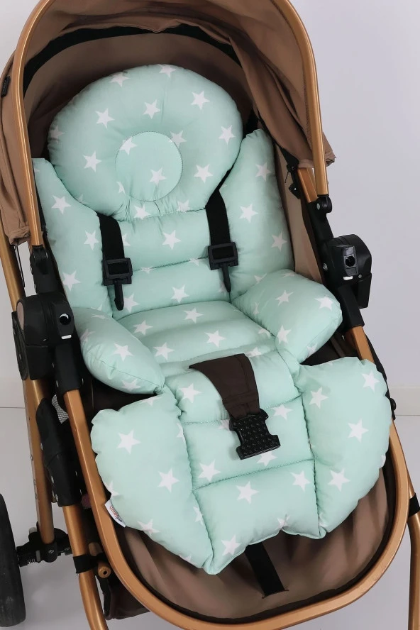 Bebek Arabası Minderi Bel Destekli-Yeşil Yıldız