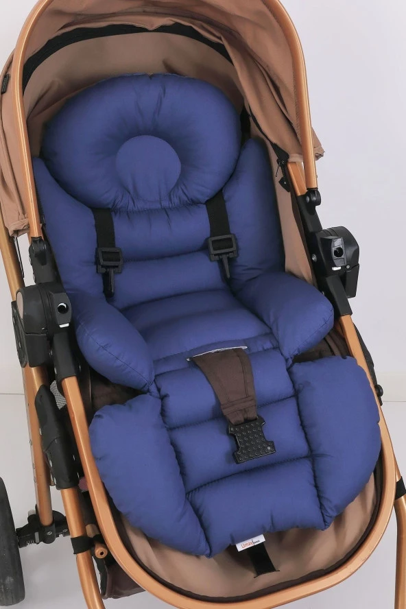 Umaybebek Ortopedik Bel Destekli Bebek Arabası Minderi, Pamuk Kumaş - Orijinal Ürün-Lacivert ürün görseli 1