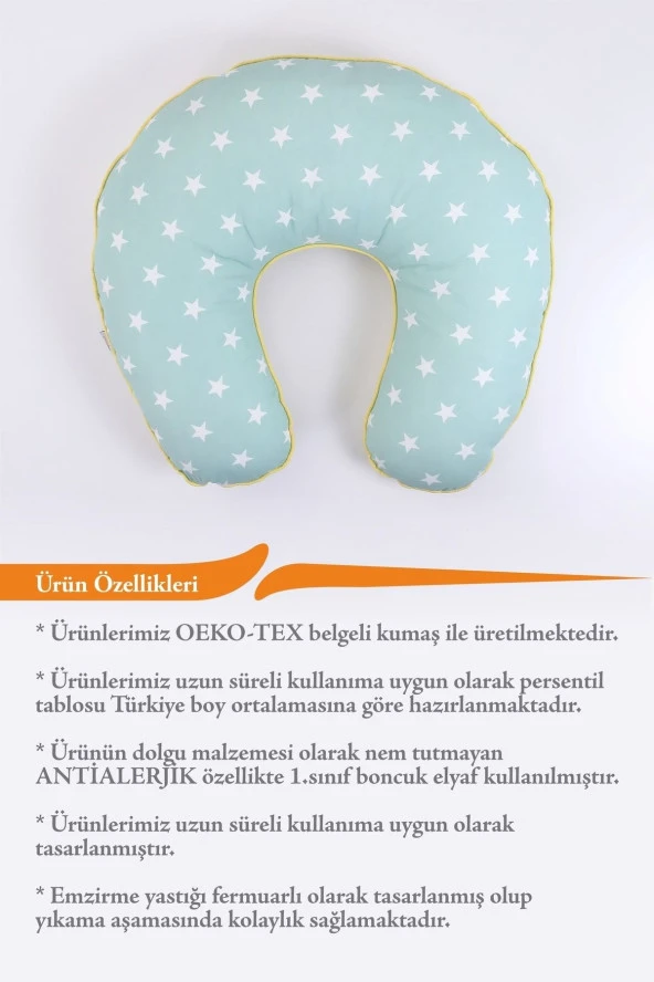 Umaybebek Emzirme Yastığı, Emzirme Önlüğü Set - Pamuklu Kumaş - Yeşil Sarı- - 3